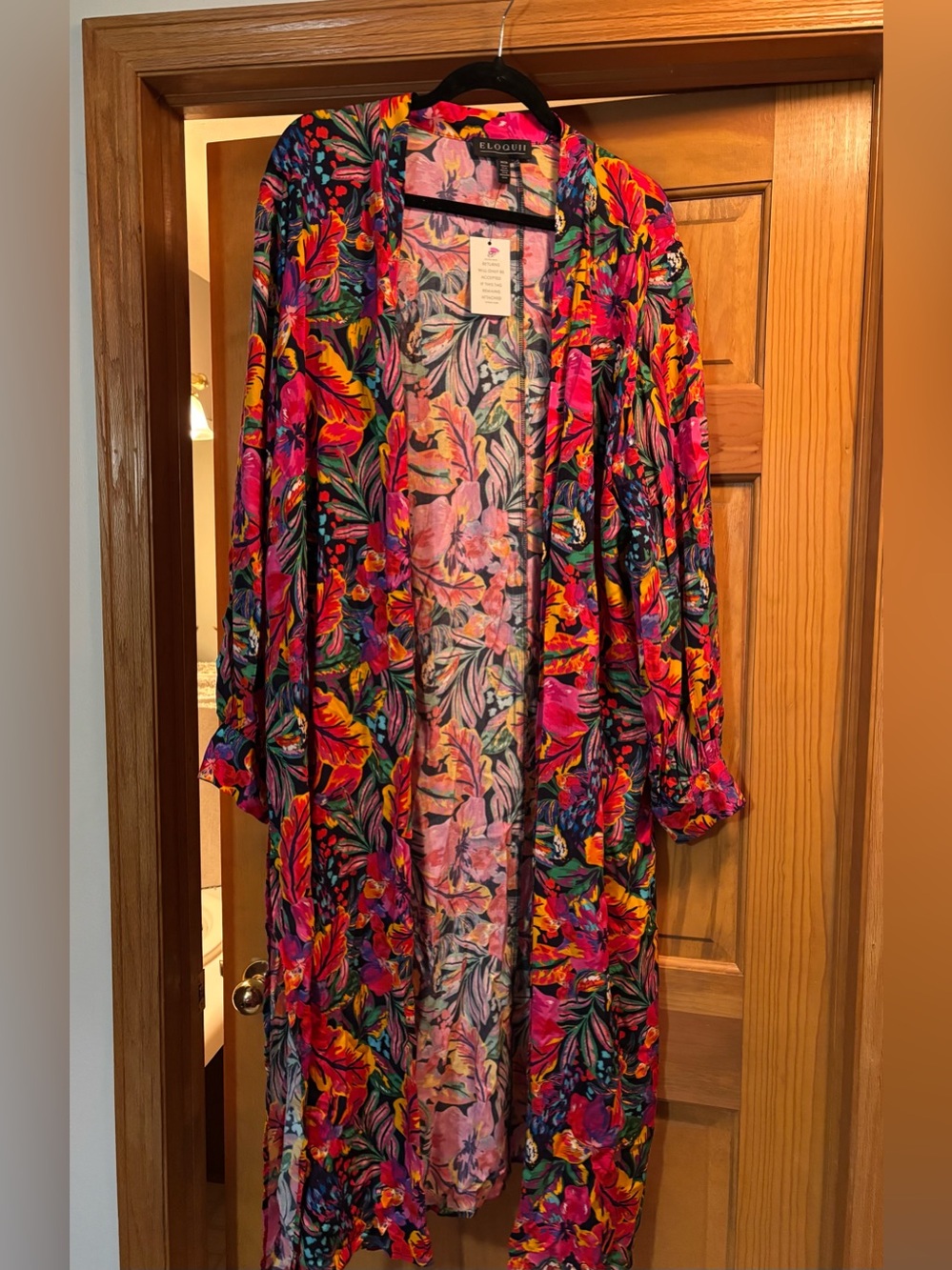 Eloquii Floral Duster Kimono in Multicolor-NWT
